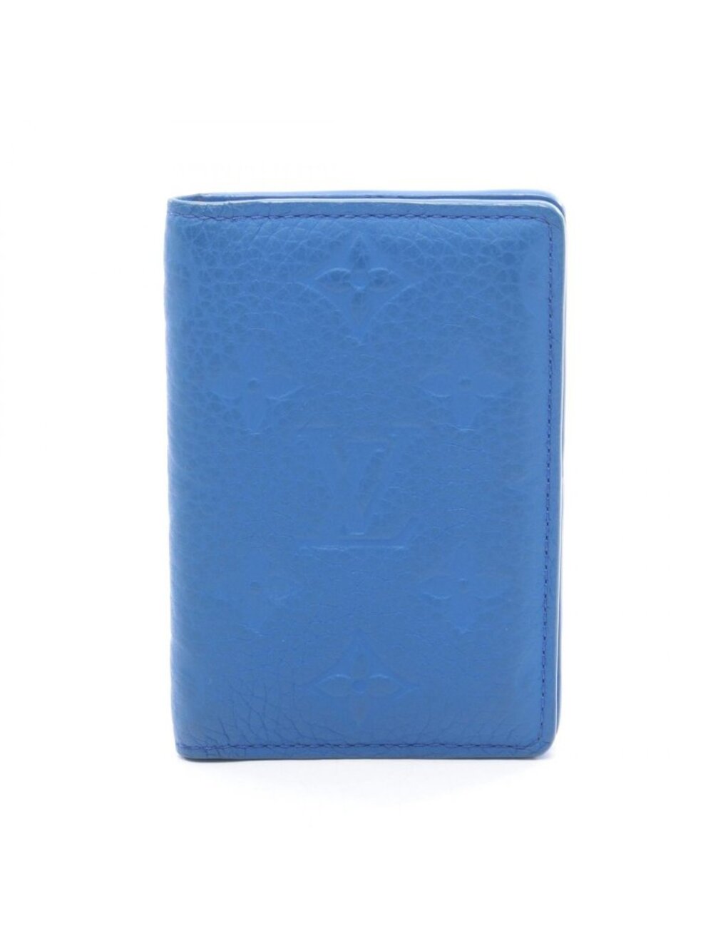 Louis Vuitton Card Case Pocket Organizer Taurillon Monogram Neon Blue Leather